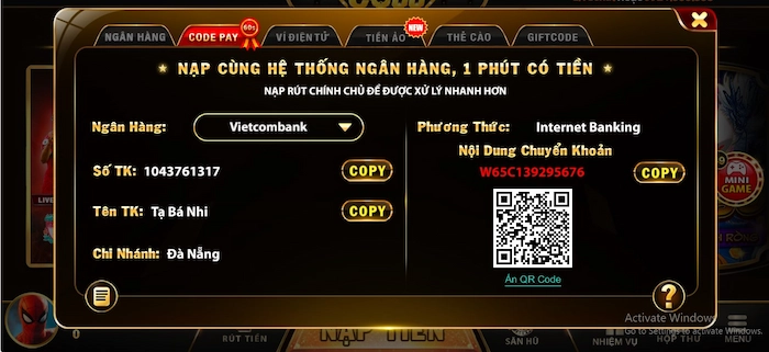 Nạp Tiền Băng Code Pay